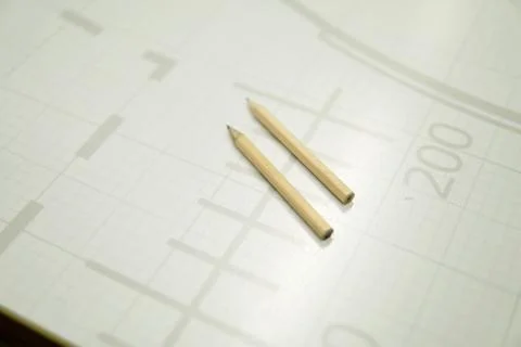The drawing table and pencil Technical Concept drawing Stock Photos