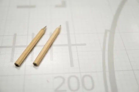 The drawing table and pencil Technical Concept drawing Stock Photos