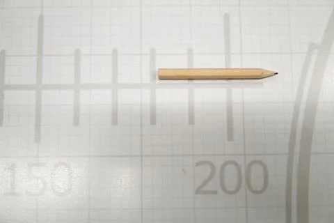 The drawing table and pencil Technical Concept drawing Stock Photos