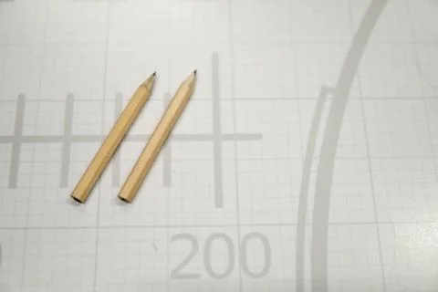 The drawing table and pencil Technical Concept drawing Stock Photos