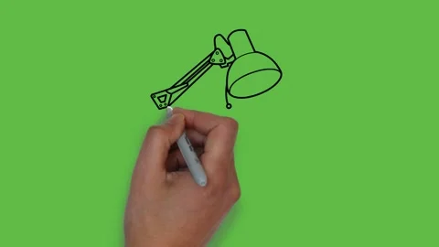 Drawing table lamp in black and blue colour combination on abstract green screen 動画素材 156402833