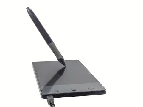 Drawing tablet device and pen Stock Photos