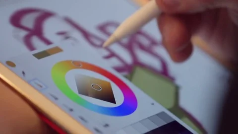 Drawing on tablet Stock Footage 77045441