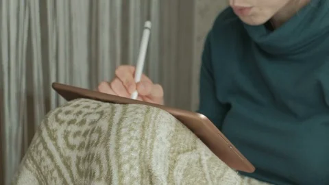 Drawing on the tablet Video stock 100804492
