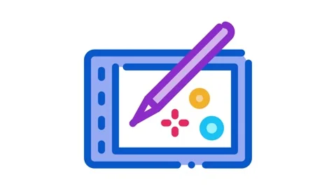 Drawing on tablet Icon Animation Stock Footage 145277565