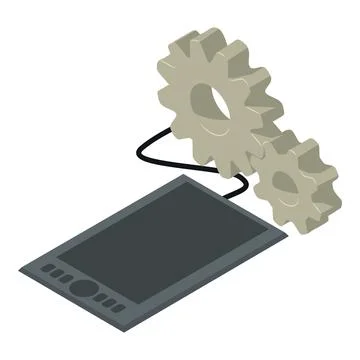 Drawing tablet icon isometric vector. Modern digital drawing tablet and gear Stock Illustration