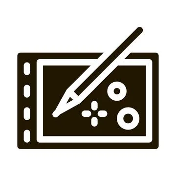 Drawing on tablet icon Vector Glyph Illustration Stock Illustration