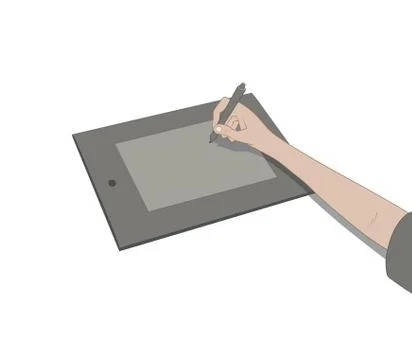 Drawing with tablet Stock-Illustration