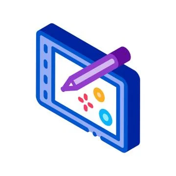 Drawing on tablet isometric icon vector illustration Ilustração Stock