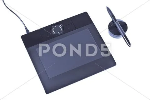 Drawing tablet with pen Stock Photos