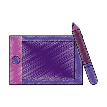 Drawing tablet technology scribble Stock Illustration