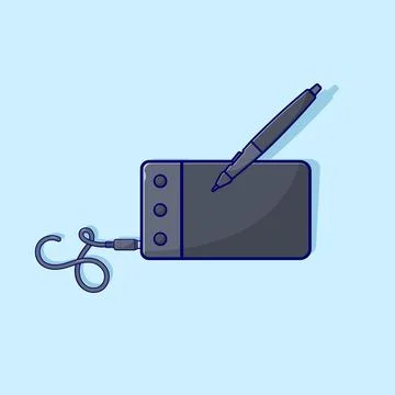 Drawing Tablet Vector Illustration. Pen Tablet. Stylus. Flat Cartoon Style .. イラスト素材