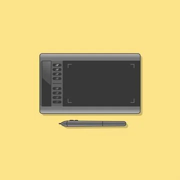 Drawing Tablet Vector Illustration. Pen Tablet. Stylus. Flat Cartoon Style .. Illustrazione stock