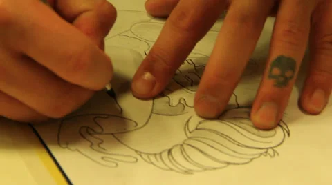 Drawing tattoo 스톡 동영상 39828442