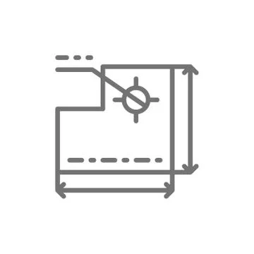 Drawing of technical device, development of a industrial machine line icon. Stock Illustration