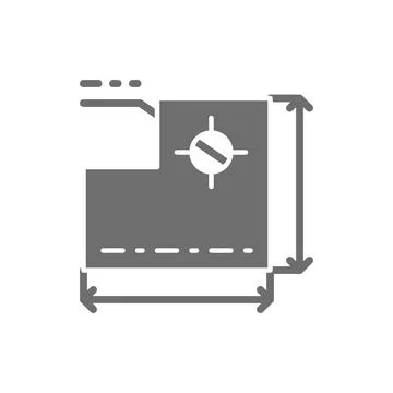 Drawing of technical device, development of a industrial machine grey icon. Stock Illustration