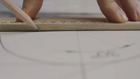 Drawing Technical Models. Engineer Works In The Office. Close-up. Vidéo 104788672