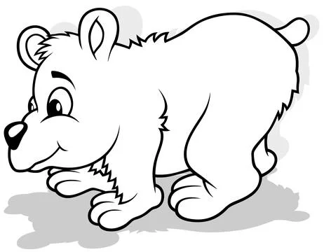 Drawing of a Teddy Bear from Side View Stock Illustration