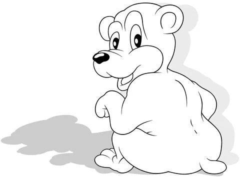Drawing of a Teddy Bear Sitting on the Ground from the Back Stock Illustration