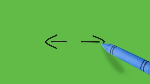 Drawing of three arrow in a square with a circle on green background Stock Footage 135718717