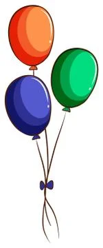 A drawing of three colourful balloons Stock Illustration