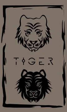 Drawing of tiger in primitive ancient style, year of tiger Stock Illustration