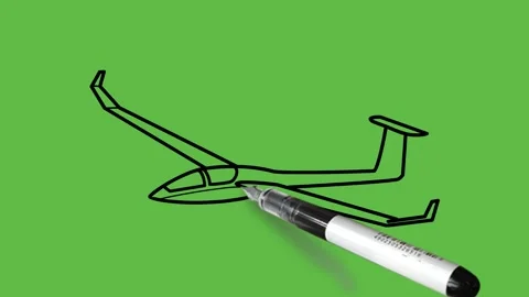 Drawing an tiny aeroplane with black and blue colour combination on abstract Stock Footage 151369667