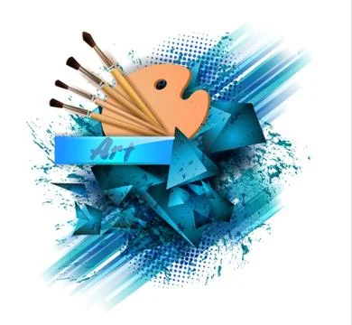 Drawing tools cartoon elements colorful vector concept. Art supplies: palette Stock Illustration