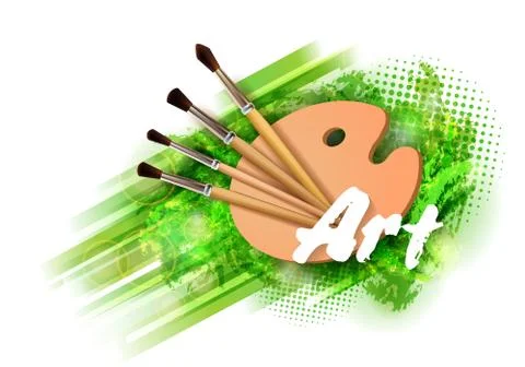 Drawing tools cartoon elements colorful vector concept. Art supplies: palette Stock Illustration