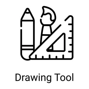 Drawing tools line icon isolated on white background 스톡 일러스트