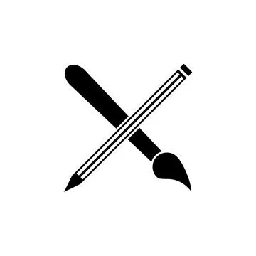 Drawing Tools Pencil Brush Flat Vector Icon Stock Illustration