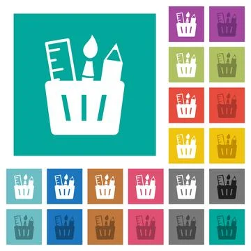 Drawing tools solid square flat multi colored icons Stockillustratie