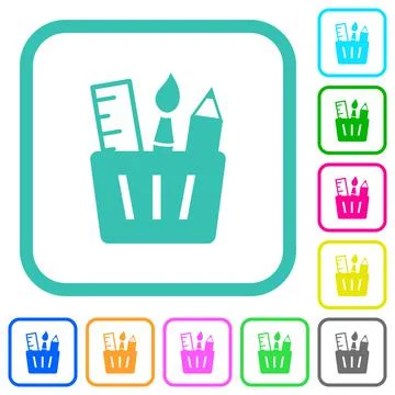 Drawing tools solid vivid colored flat icons イラスト素材