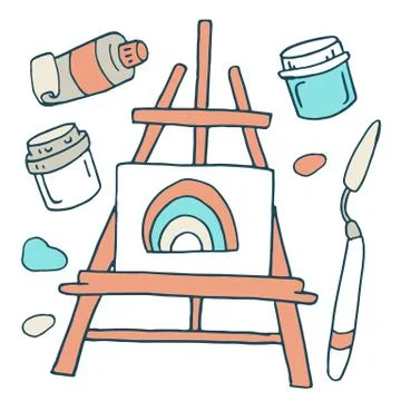 Drawing tools on white isolated backdrop. Stock Illustration