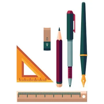 Drawing tools on white isolated backdrop Stock Illustration