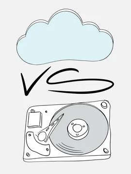 A drawing on the topic of cloud storage, where you can choose between stora.. Stock Illustration