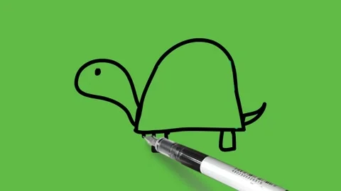 Drawing a tortoise in black, green and grey colour combination Video stock 155181767