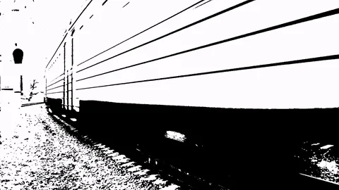 Drawing Train Motion On Railway On The Front View Stock Footage 84905490