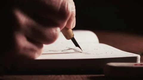 Drawing a tree with crown pen Video stock 302002723