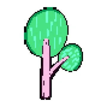 Drawing tree doodle flat pixel art vector illustration Stock Illustration