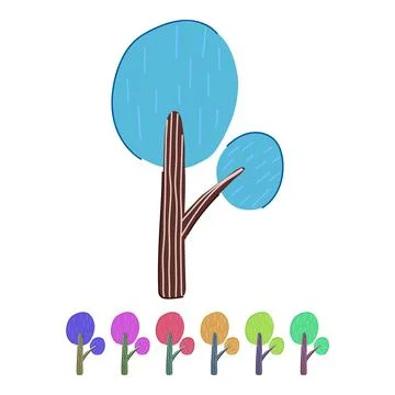 Drawing tree doodle flat vector cartoon graphic イラスト素材