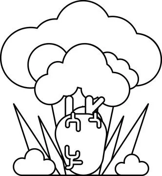 A drawing of a tree with a large, white, round object in the middle イラスト素材