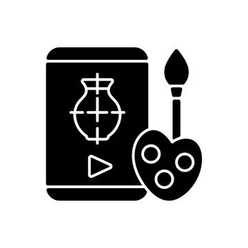 Drawing tutorials black glyph icon Stock Illustration