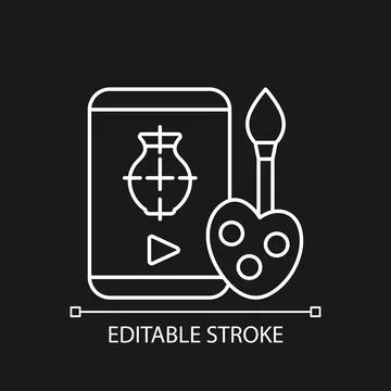 Drawing tutorials white linear icon for dark theme Illustrazione stock