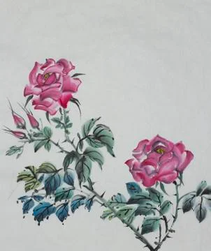 Drawing of two roses Stock Illustration