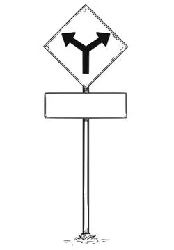 Drawing of Two Ways Arrow Traffic Sign Stock Illustration