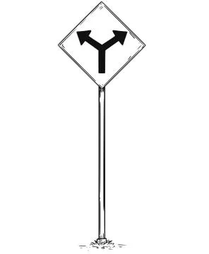 Drawing of Two Ways Arrow Traffic Sign Stock Illustration