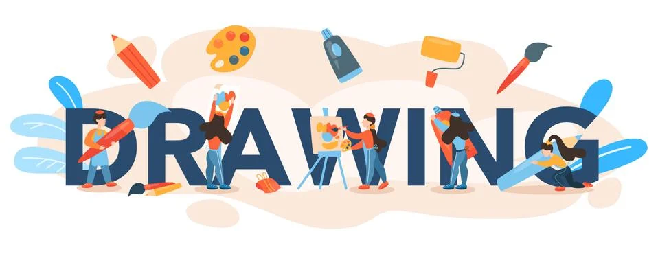 Drawing typographic header. Idea of creative people and profession Stock Illustration
