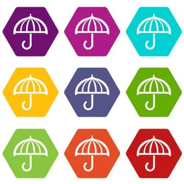Drawing umbrella icons set 9 Illustration