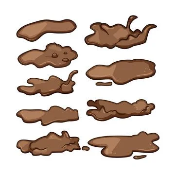 Drawing various splashing and dripping mud puddles Stock Illustration